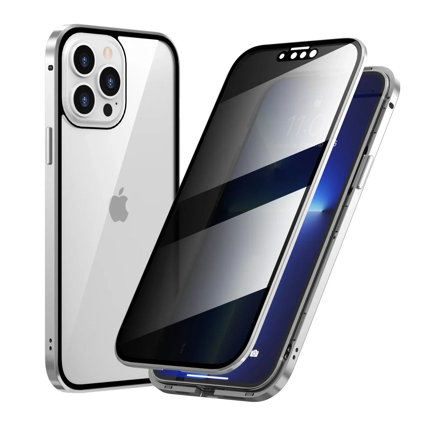 ✨Coque de téléphone en verre trempé magnétique double face pour iPhone 🔥Anti-regard🔥la protection de la vie privée